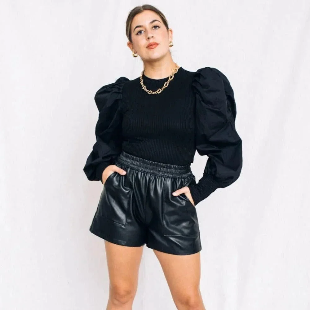 Ribbed Puff Sleeve Top for Women - Stylish & Comfortable