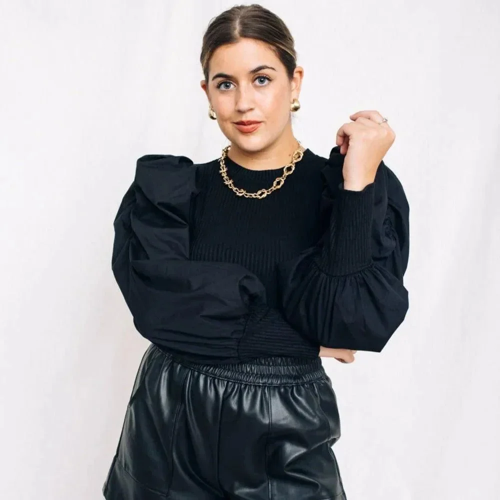 Ribbed Puff Sleeve Top for Women - Stylish & Comfortable