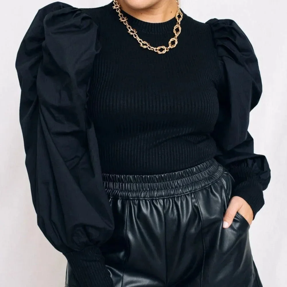 Ribbed Puff Sleeve Top for Women - Stylish & Comfortable