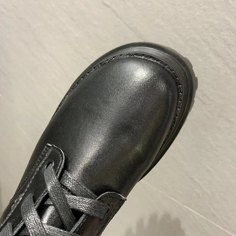 Black Chunky Platform Lace-Up Boots - Stylish & Comfortable