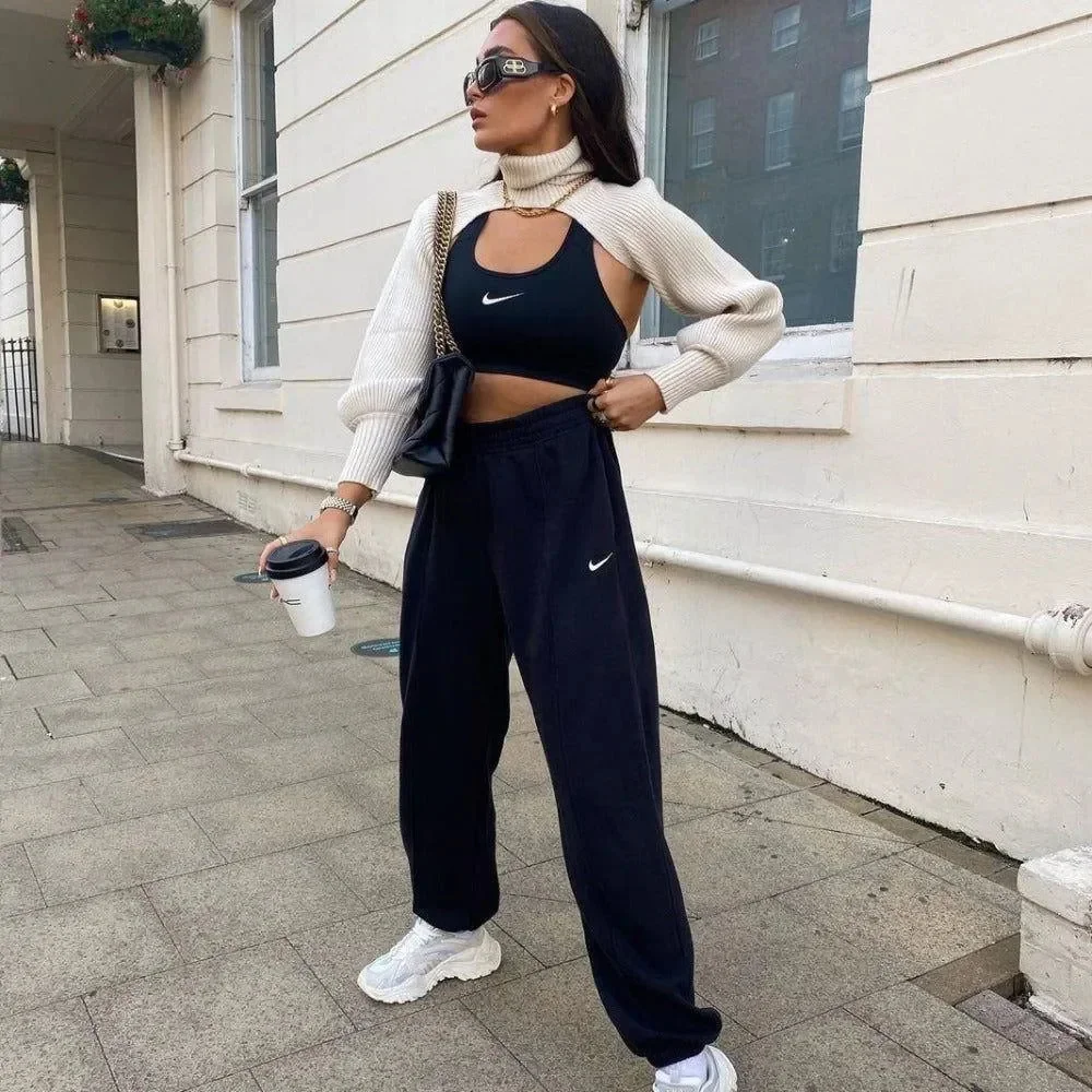 Beige Knitted Cropped Turtleneck Sweater