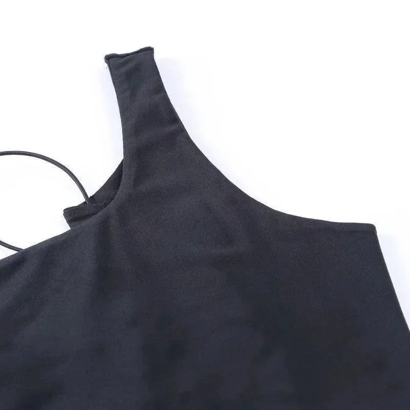 One Shoulder Lace-Up Tank Top - Stylish and Chic