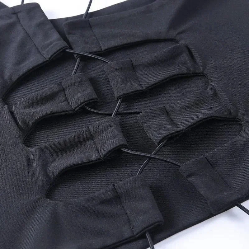 One Shoulder Lace-Up Tank Top - Stylish and Chic