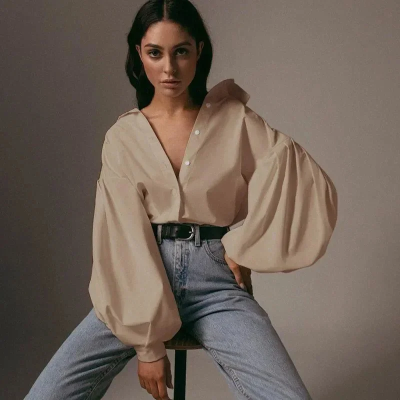 Casual Lantern Sleeve Shirt for Women