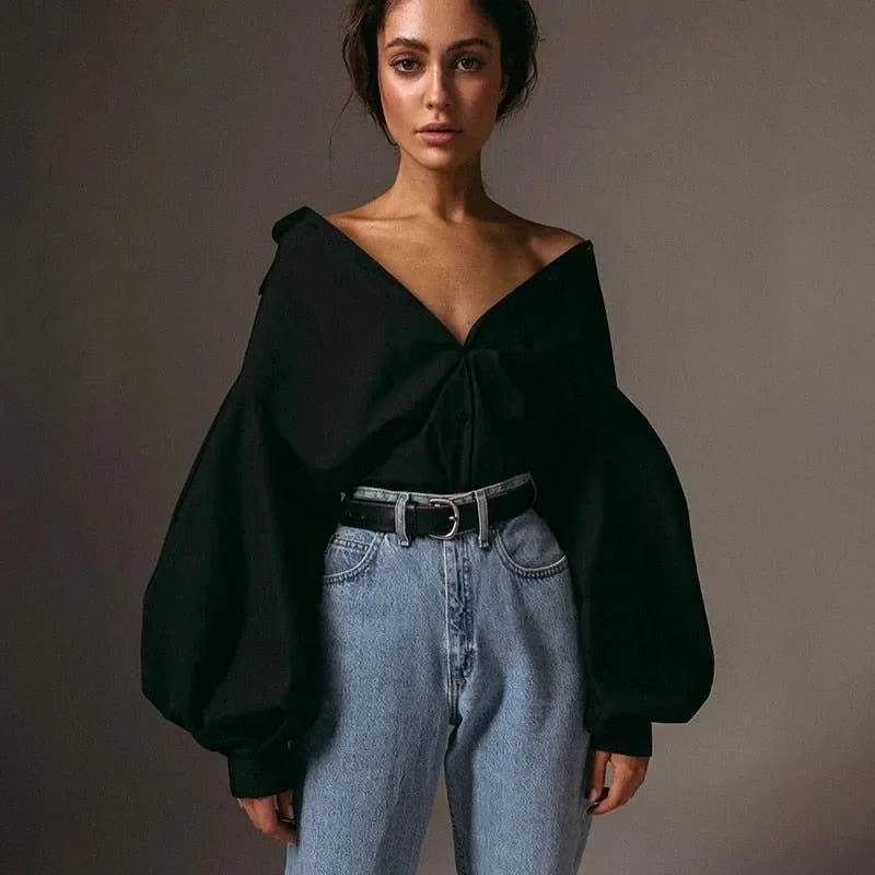 Casual Lantern Sleeve Shirt for Women