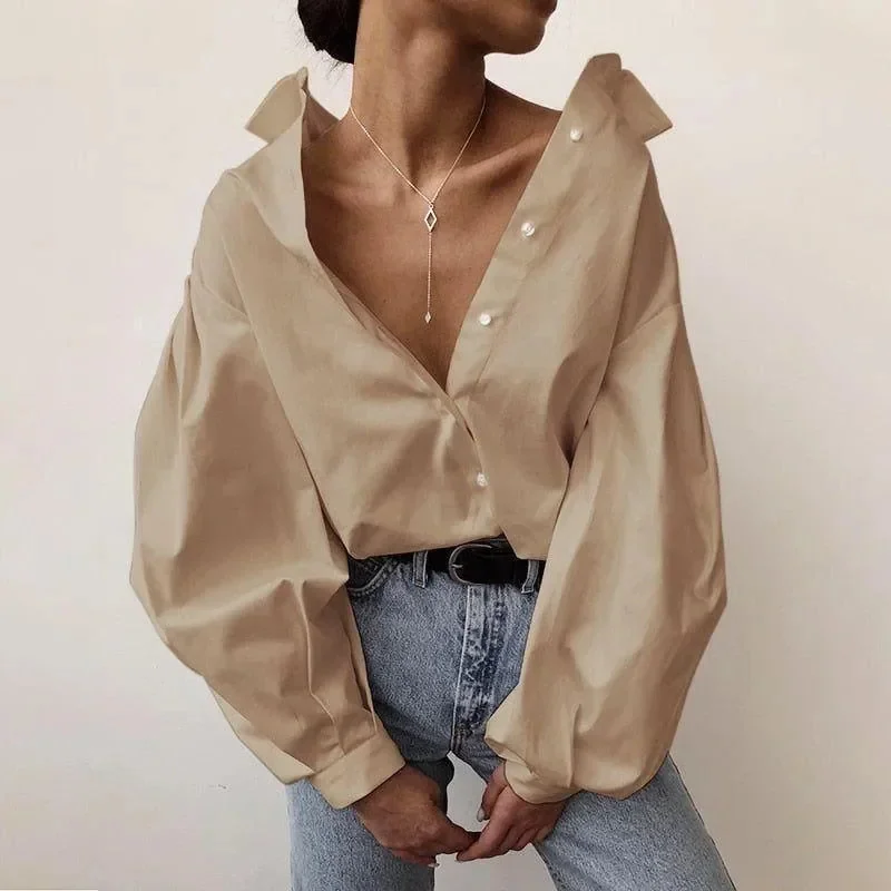 Casual Lantern Sleeve Shirt for Women