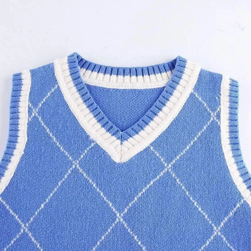Cozy Blue Knitted Cardigan Vest