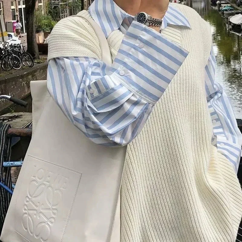 Oversized Knit Cardigan Vest White