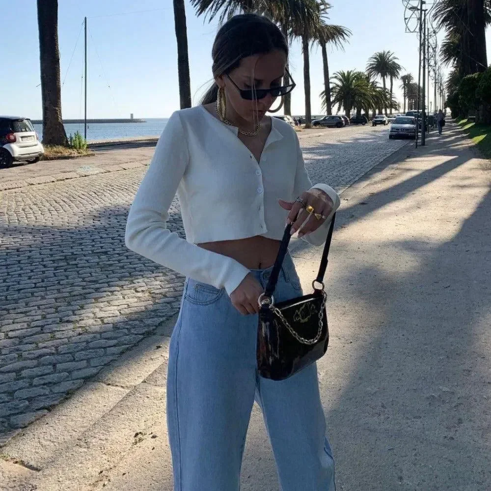 Versatile Knitted Crop Cardigan - Soft & Cozy Design