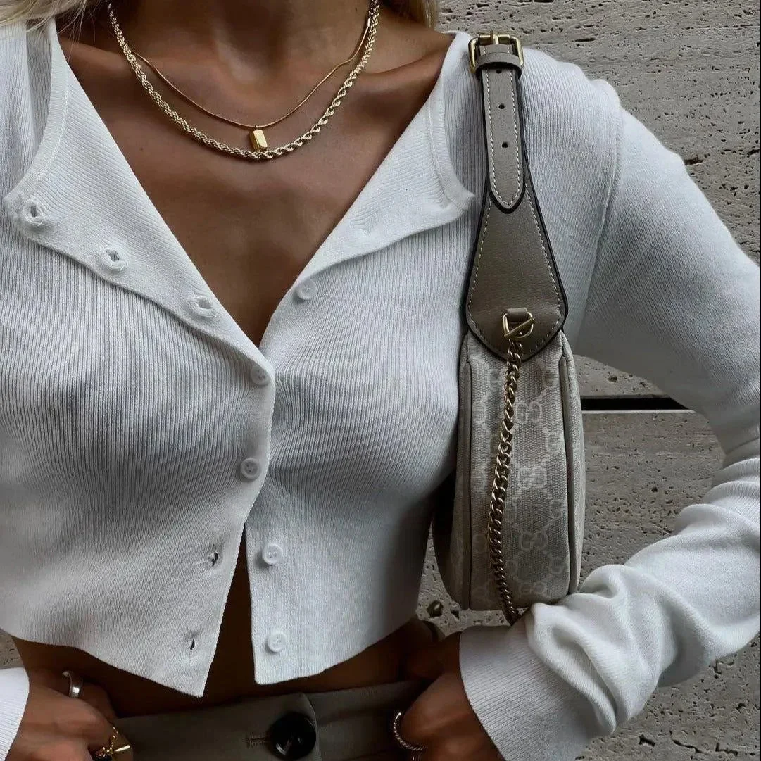 Versatile Knitted Crop Cardigan - Soft & Cozy Design