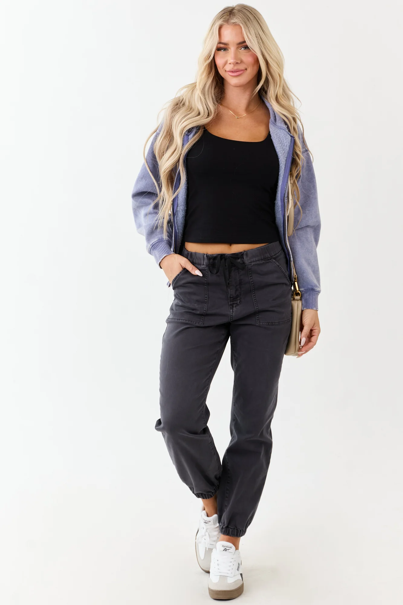Stormy Grey Cropped Jogger Jeans