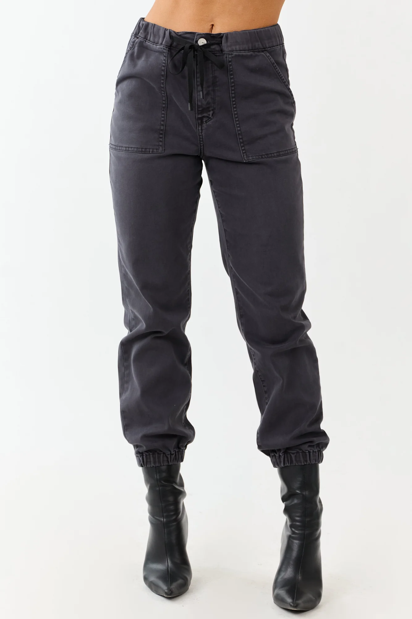 Stormy Grey Cropped Jogger Jeans