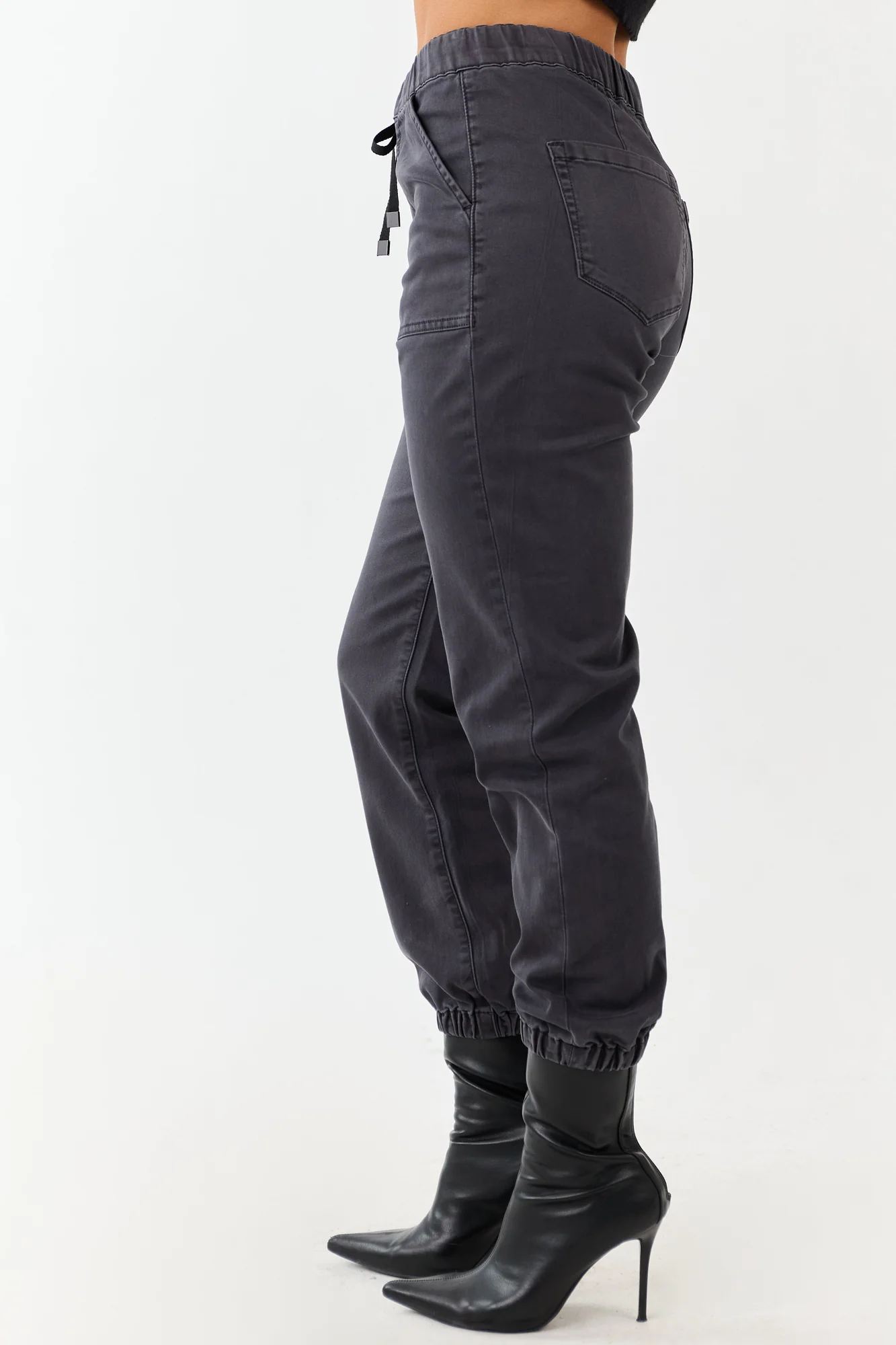 Stormy Grey Cropped Jogger Jeans