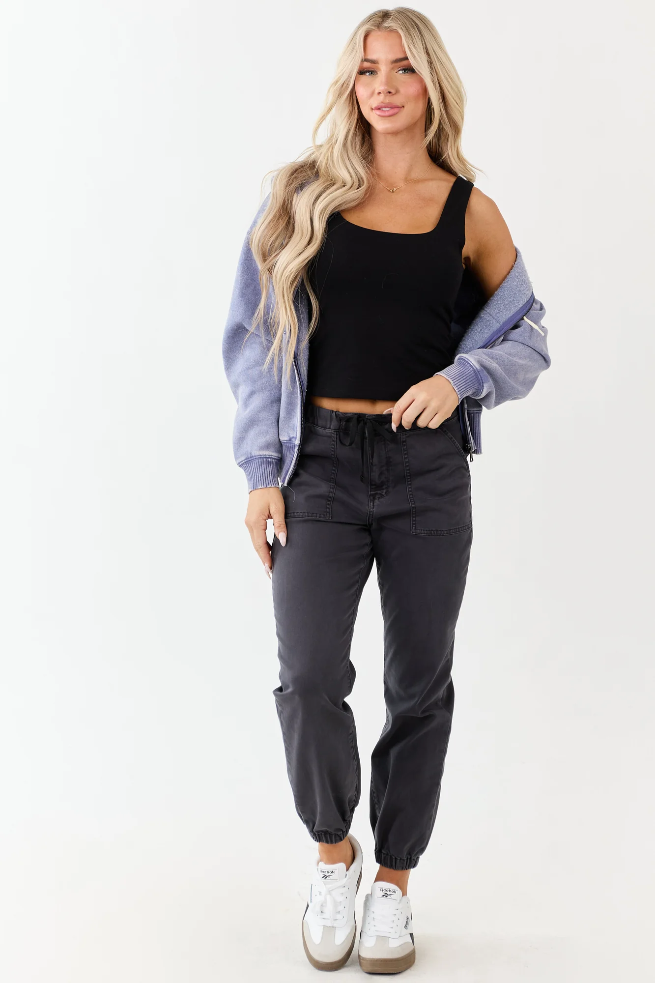 Stormy Grey Cropped Jogger Jeans