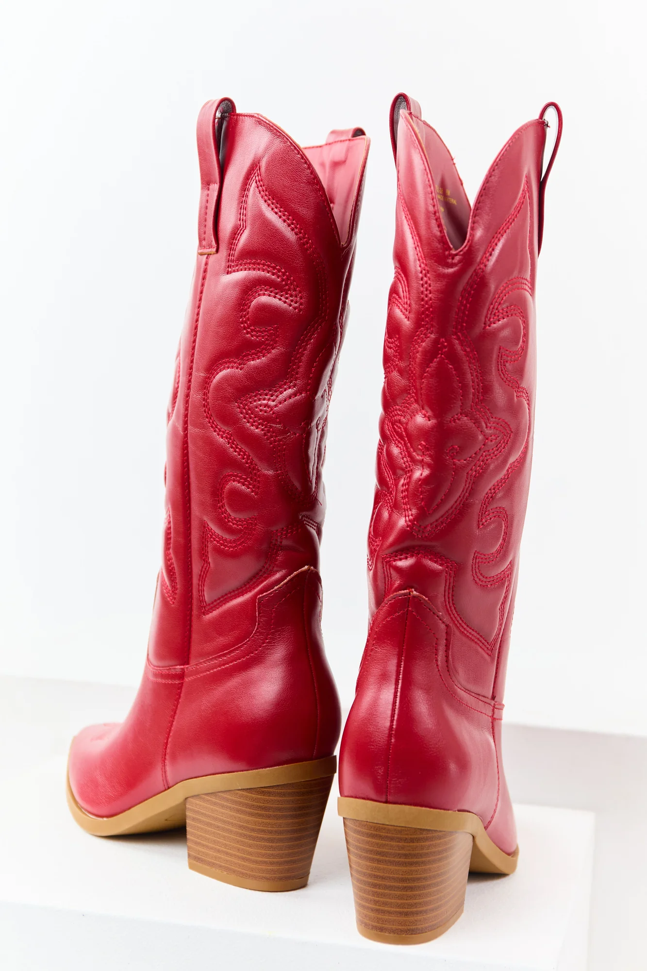 Western Style Faux Leather Cowboy Boots in Brown