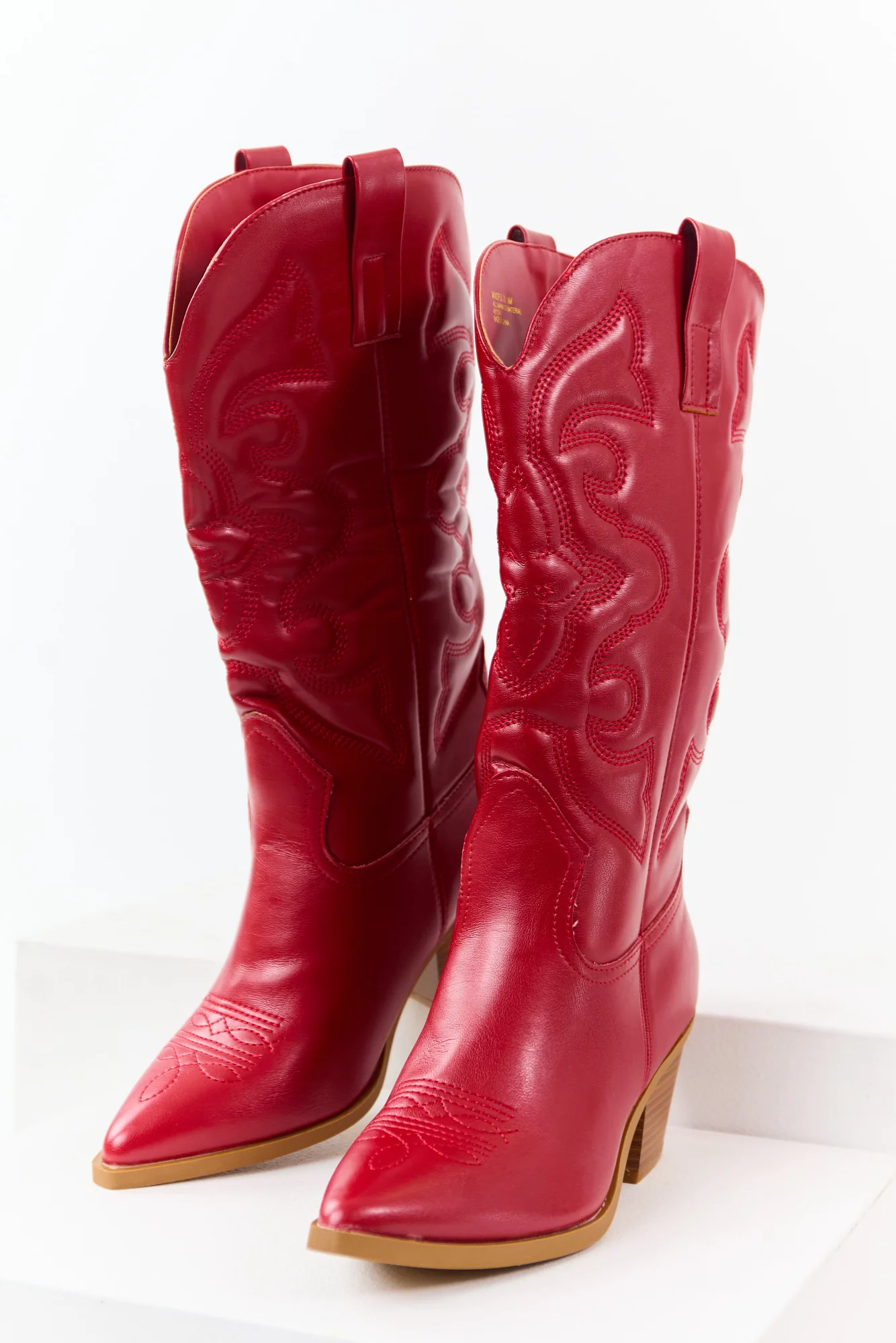 Western Style Faux Leather Cowboy Boots in Brown