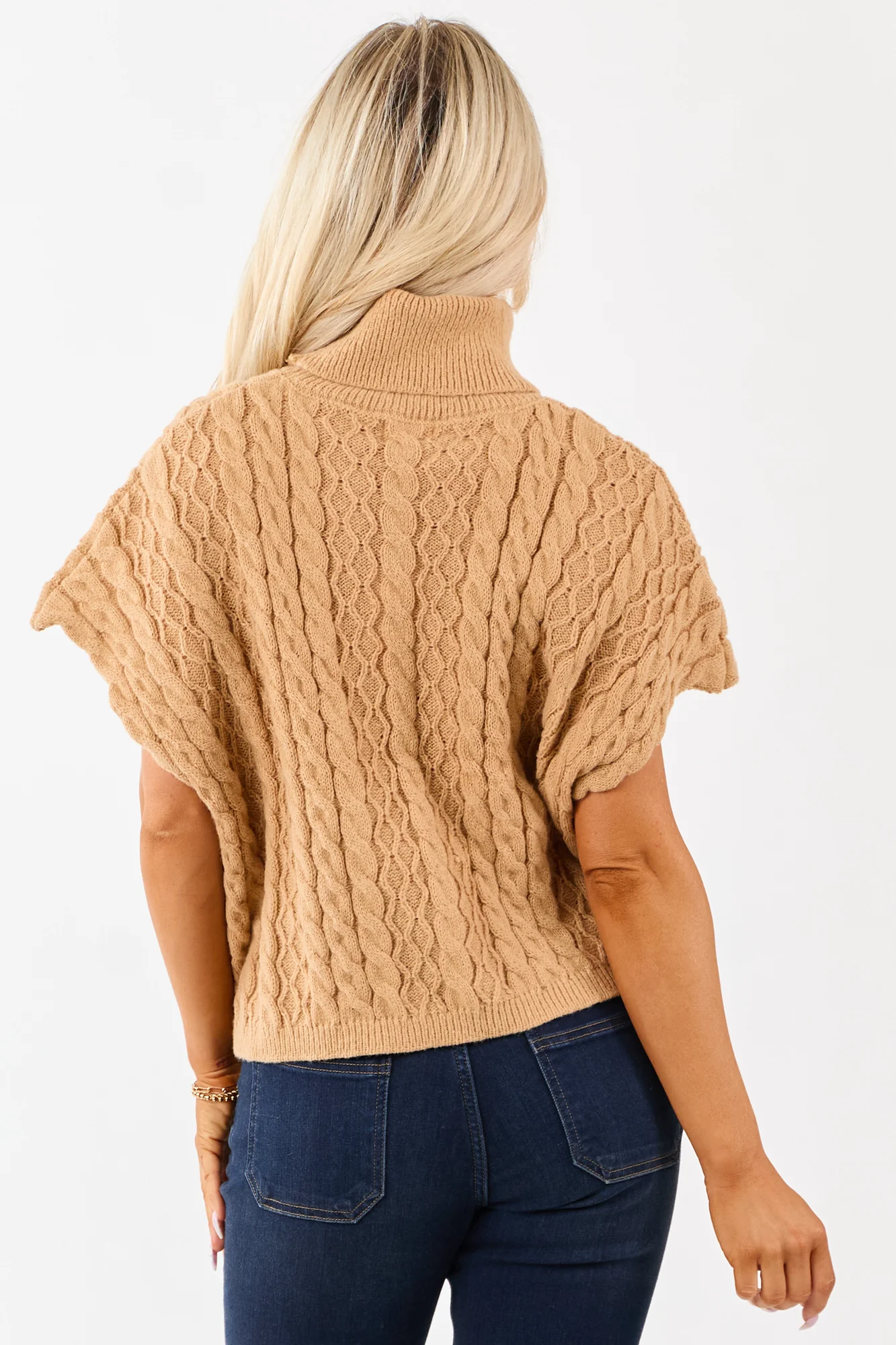 Chunky Cable Knit Short Sleeve Sweater