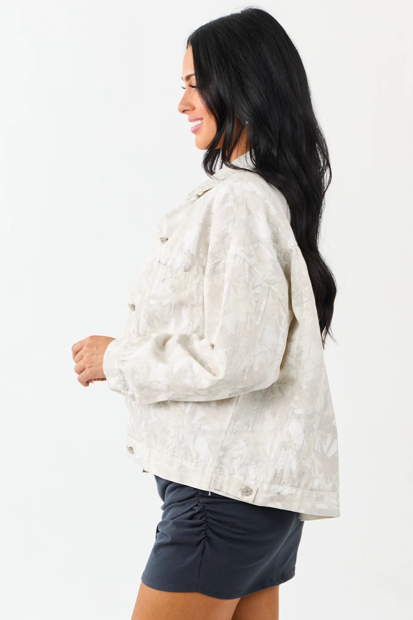 Ivory Camo Denim Jacket | Classic Cool Comfort Fit