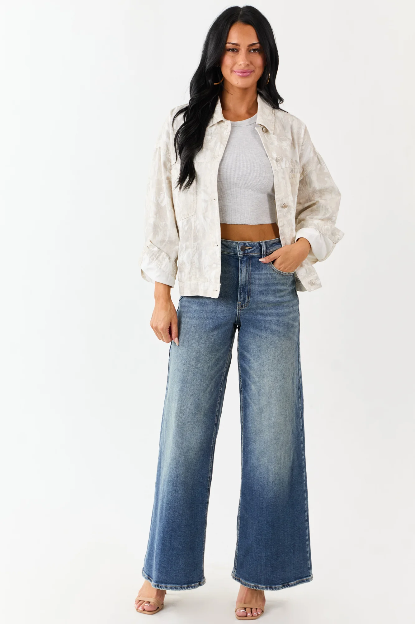 Ivory Camo Denim Jacket | Classic Cool Comfort Fit