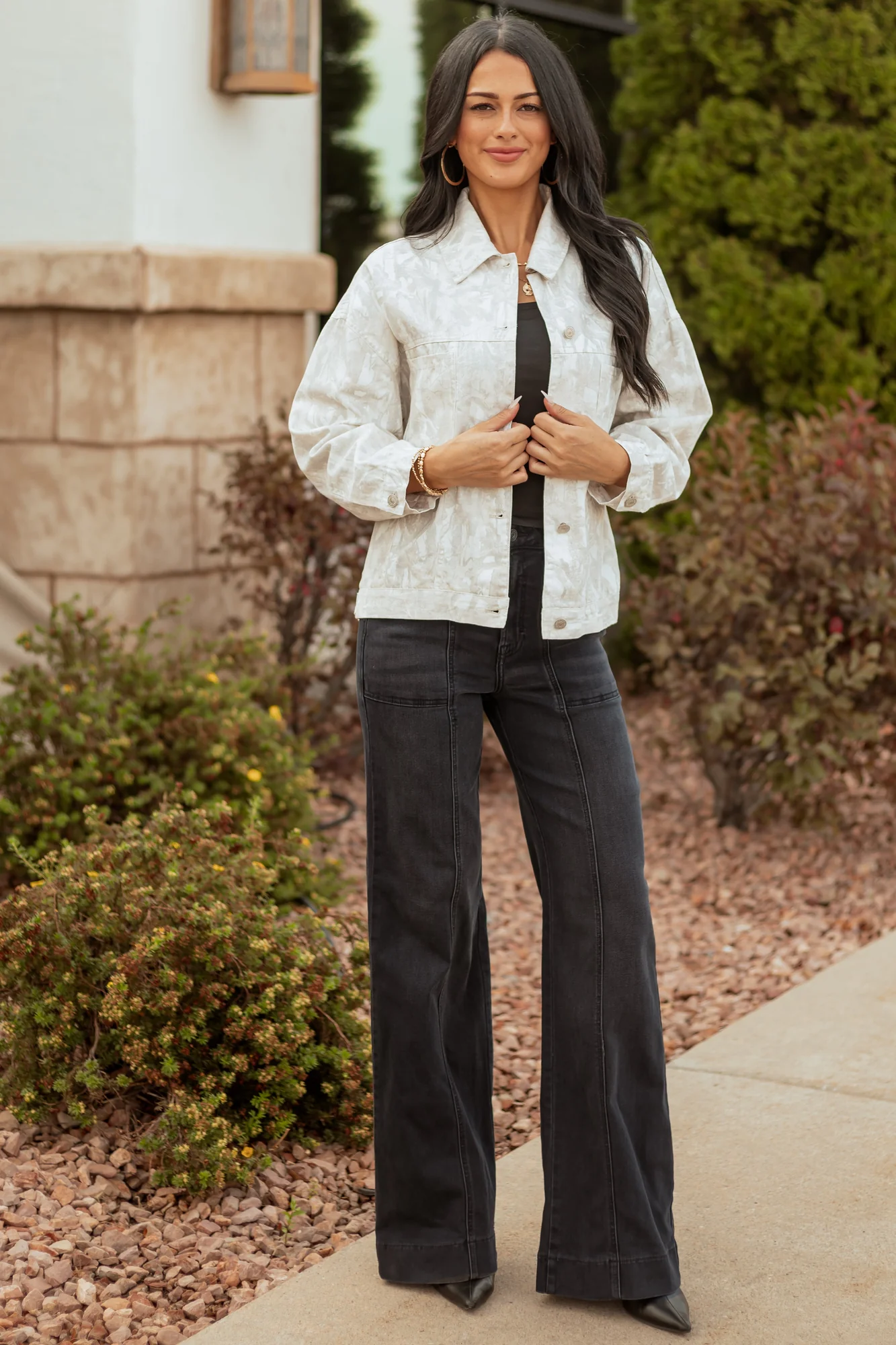 Ivory Camo Denim Jacket | Classic Cool Comfort Fit