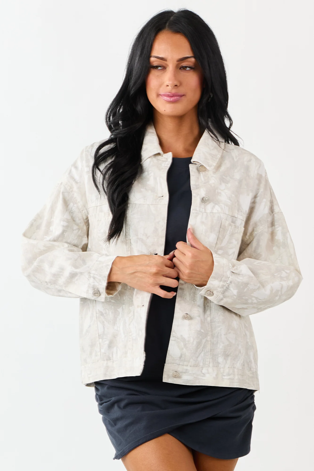 Ivory Camo Denim Jacket | Classic Cool Comfort Fit