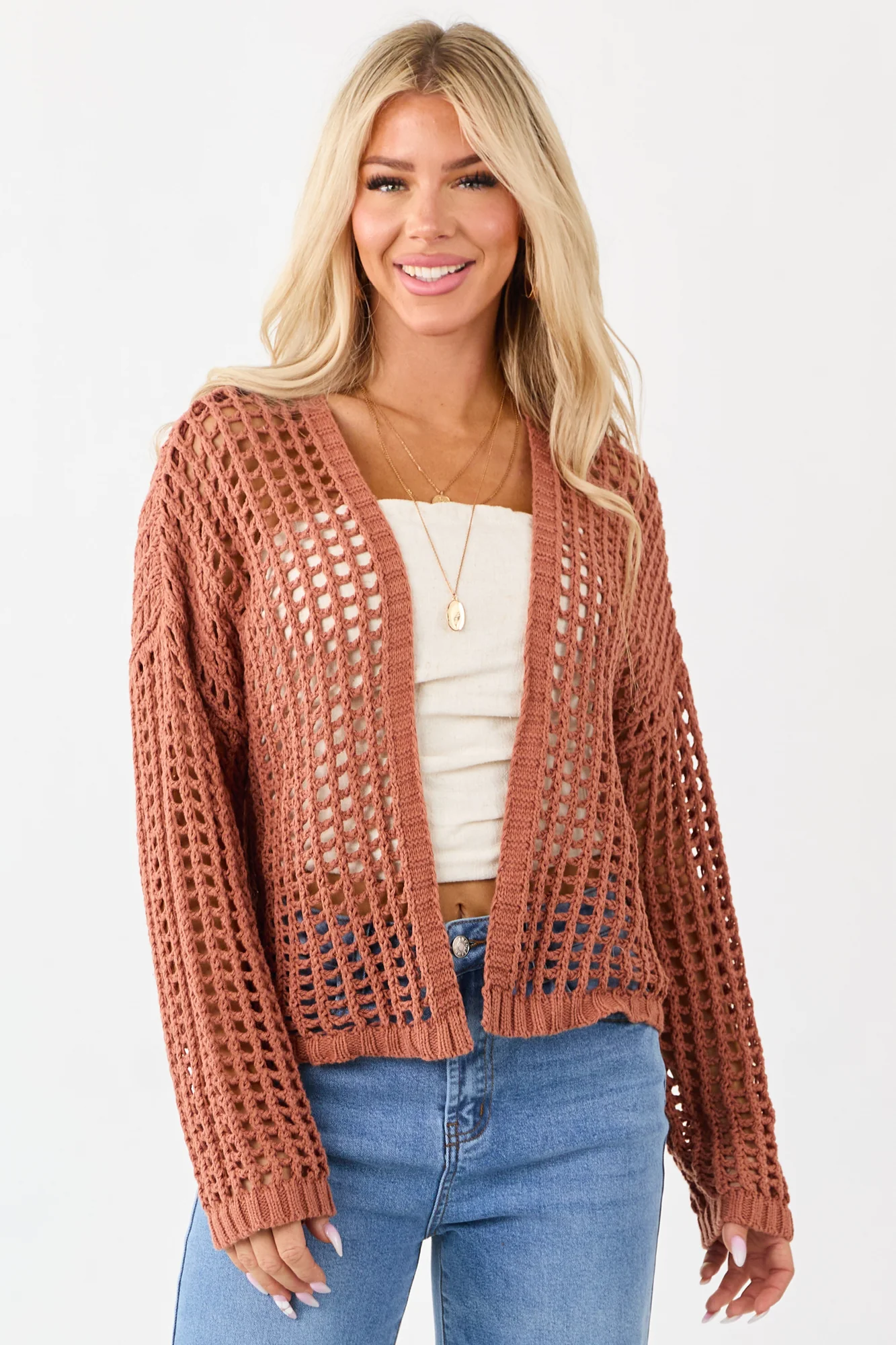 Warm Terra Knit Cardigan with Open Front Styling