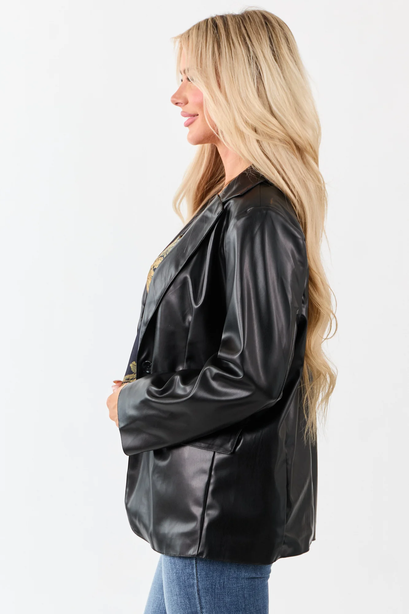 Structured Black Lapel Blazer for Women