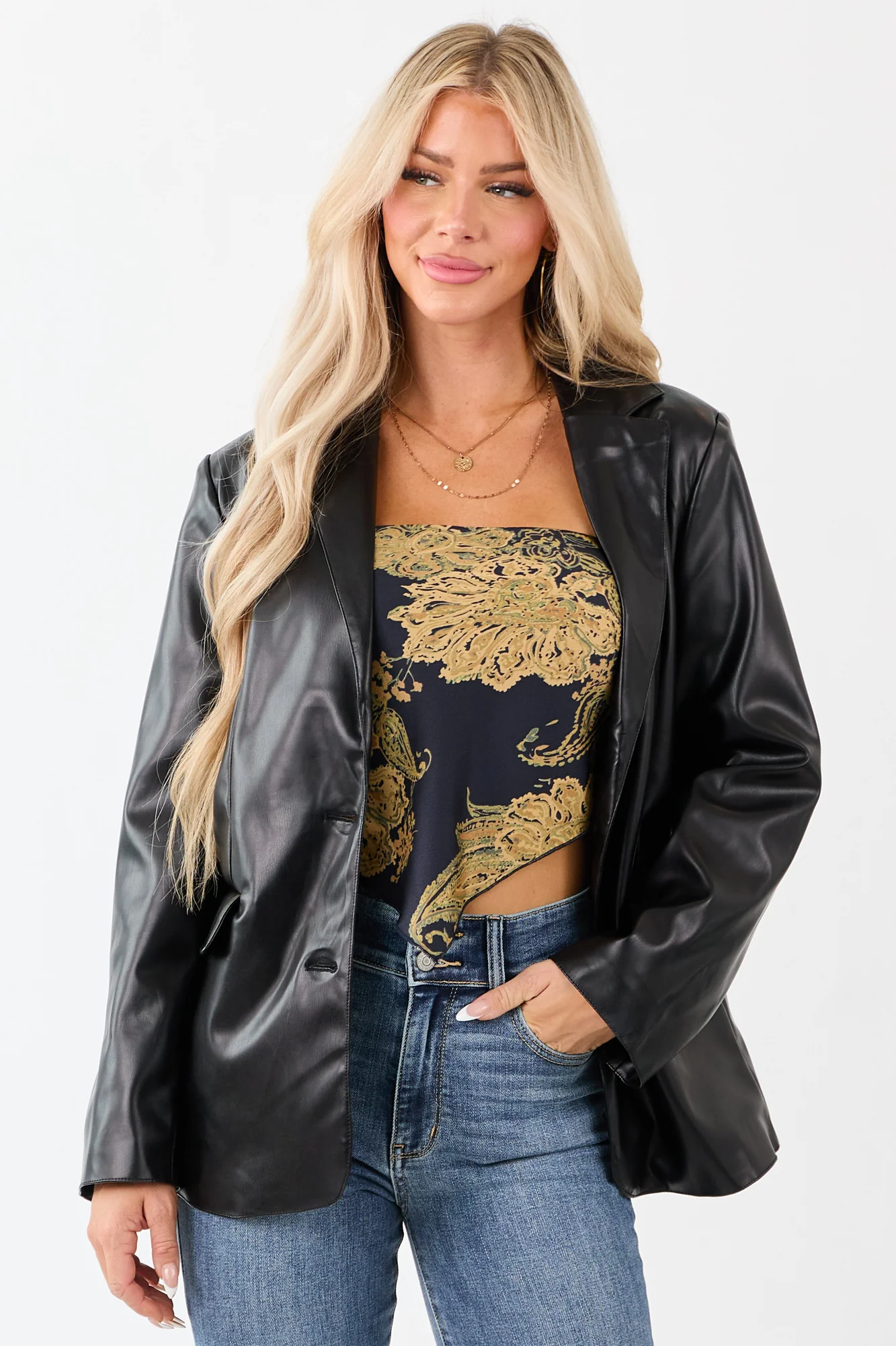 Structured Black Lapel Blazer for Women