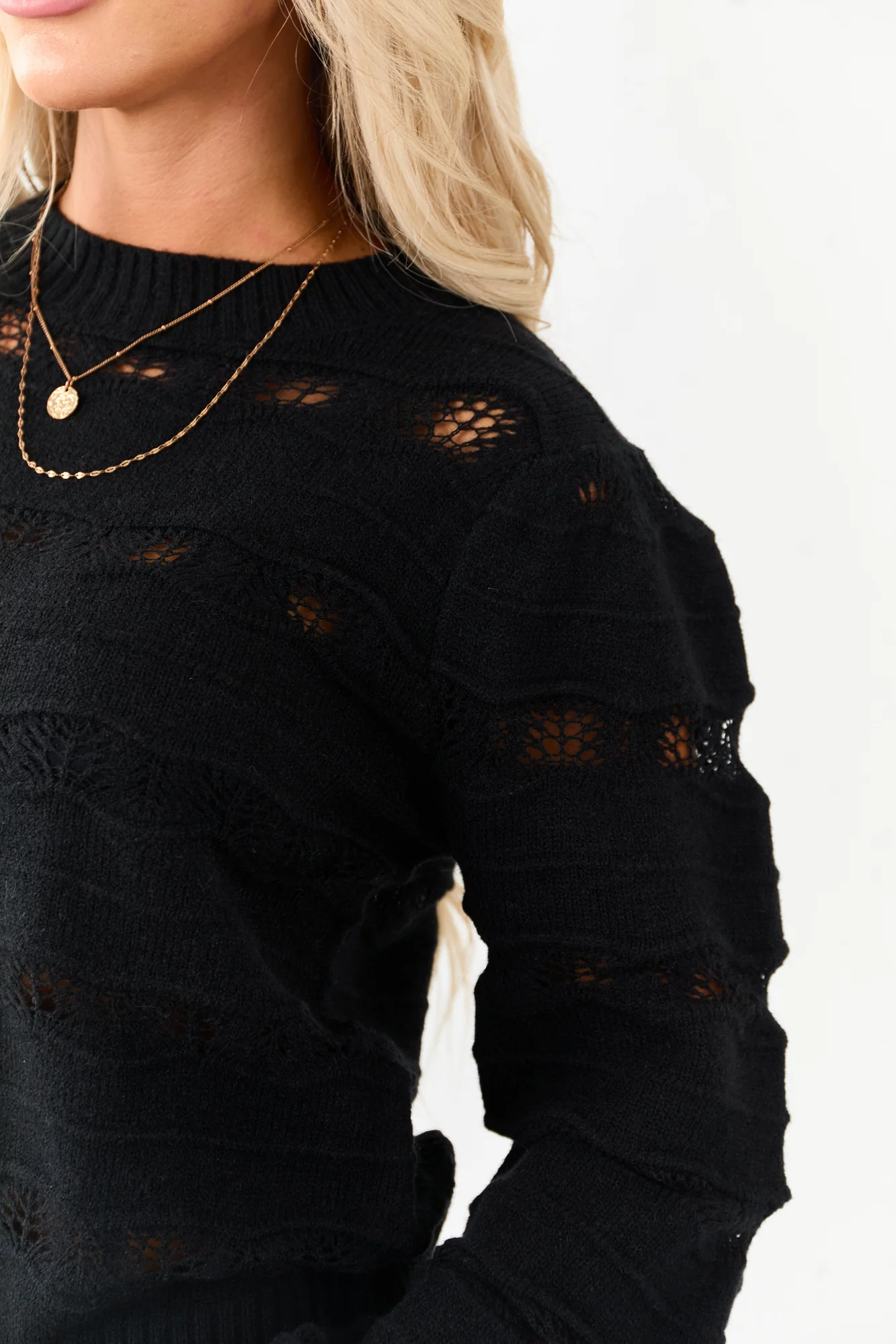 Black Wavy Stripe Knit Sweater