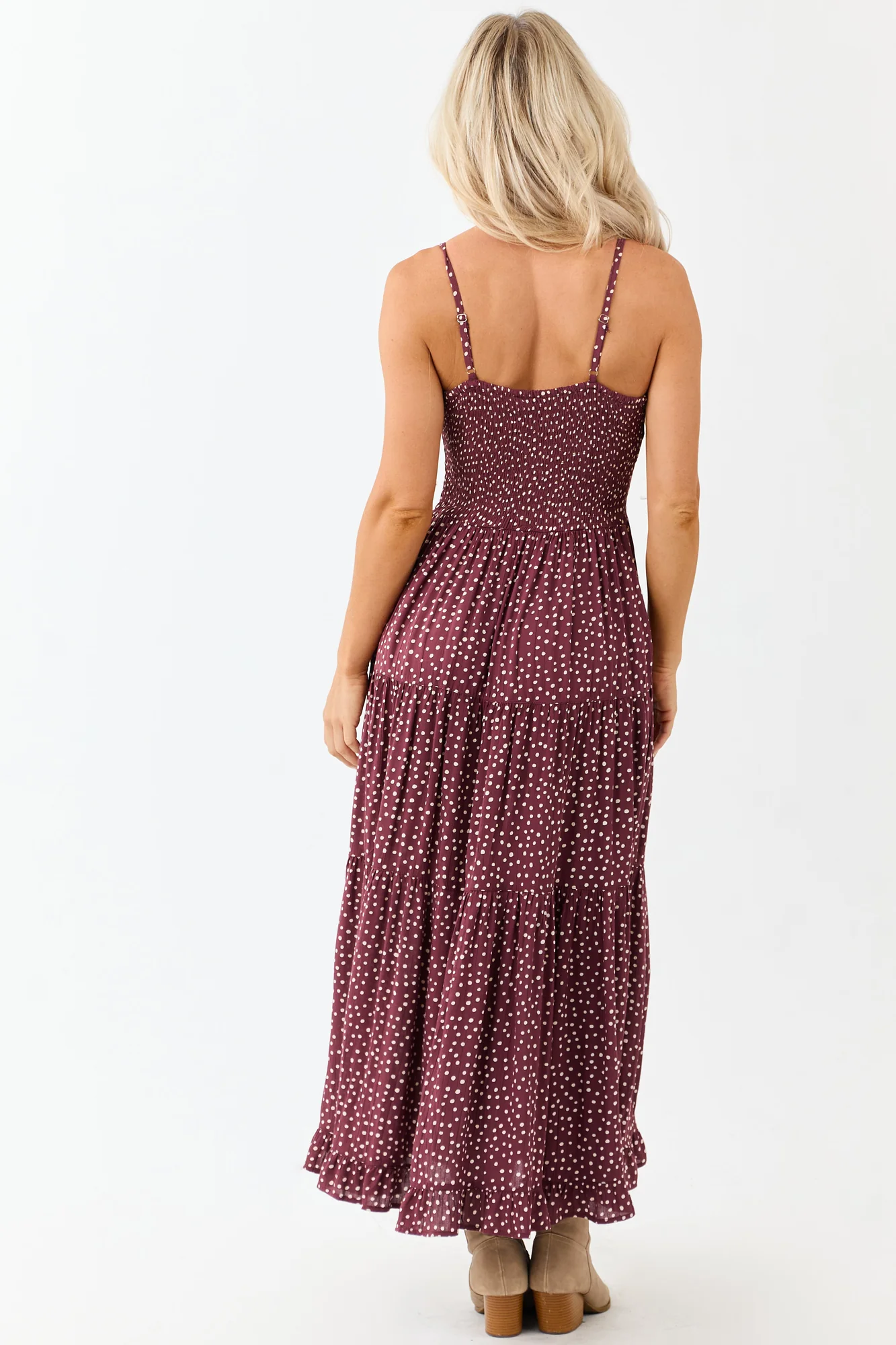 Sweetheart Neckline White Polka Dot Maxi Dress