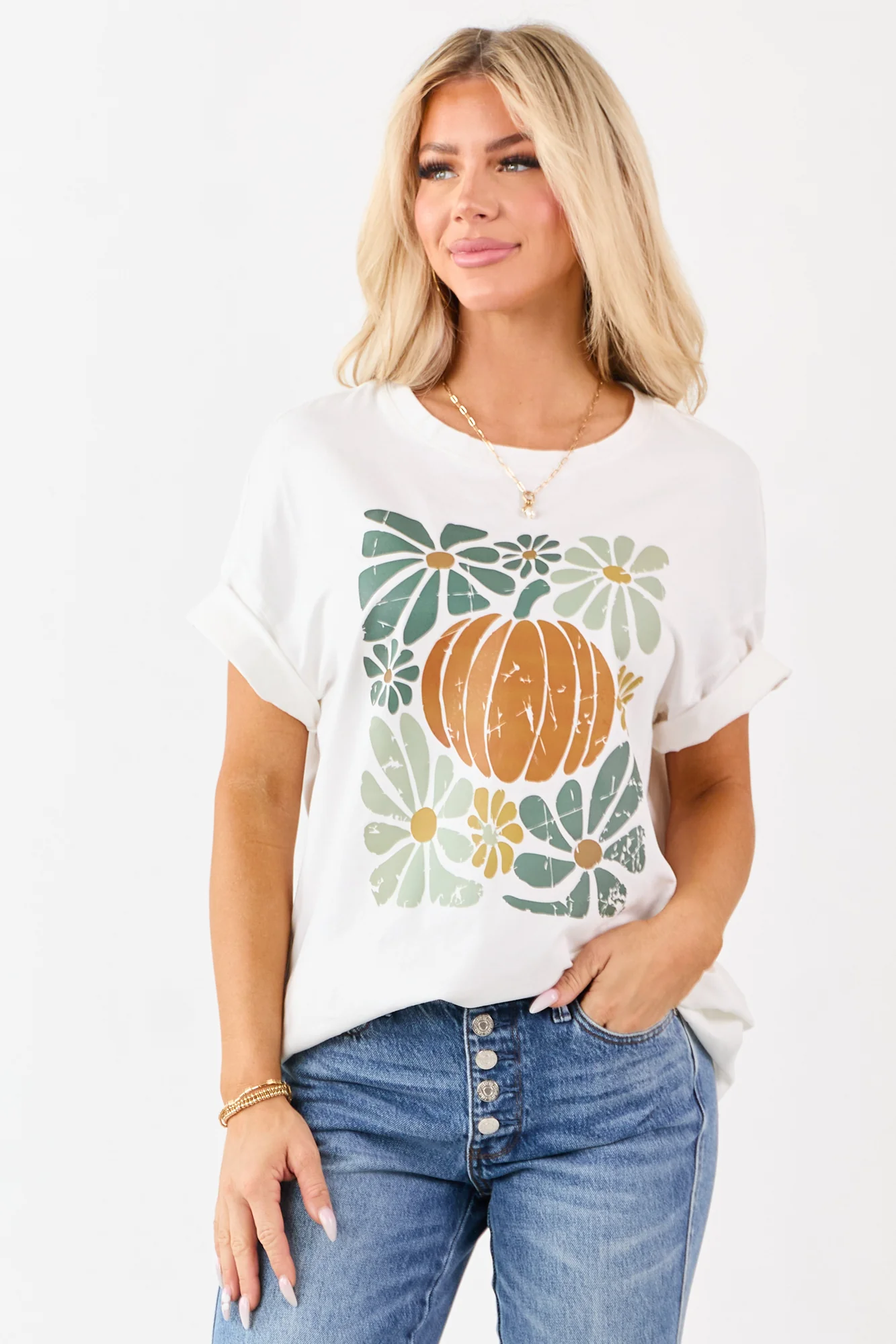 Graphic Pumpkin Spice Cotton Blend Tee