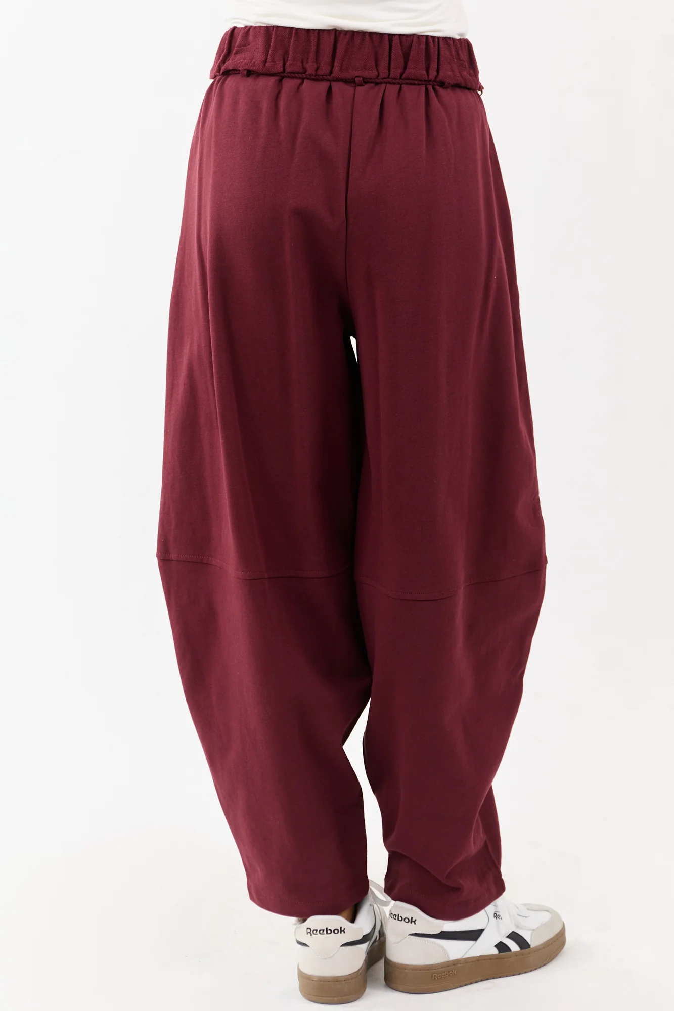 Maroon Cotton Sweatpants with Waist Tie