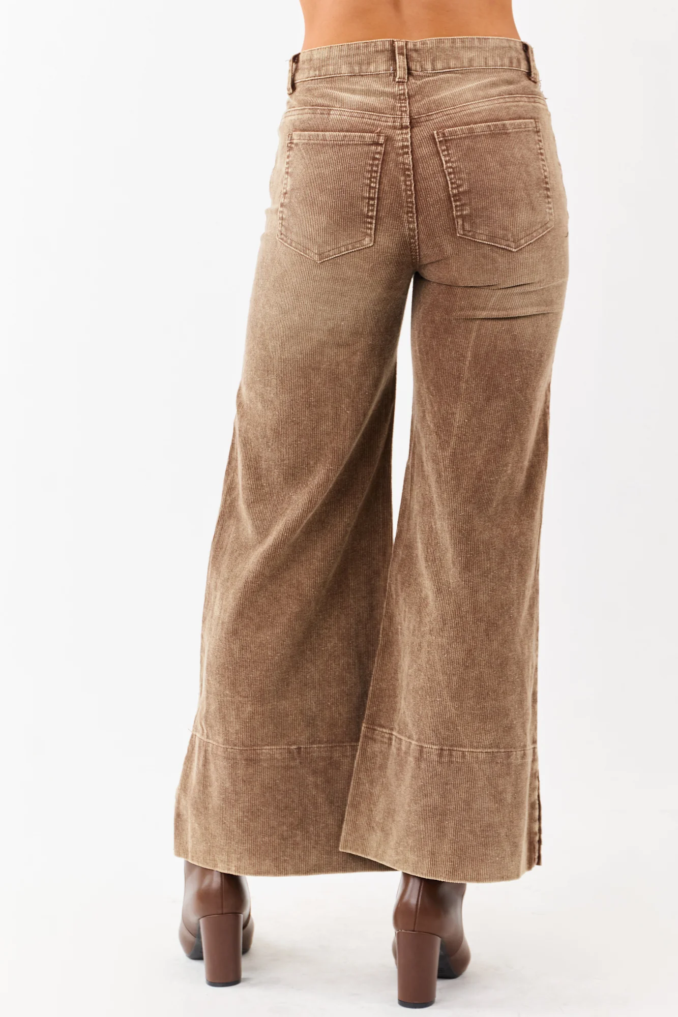 Brown Corduroy Wide Leg Pants - Retro Vintage Style