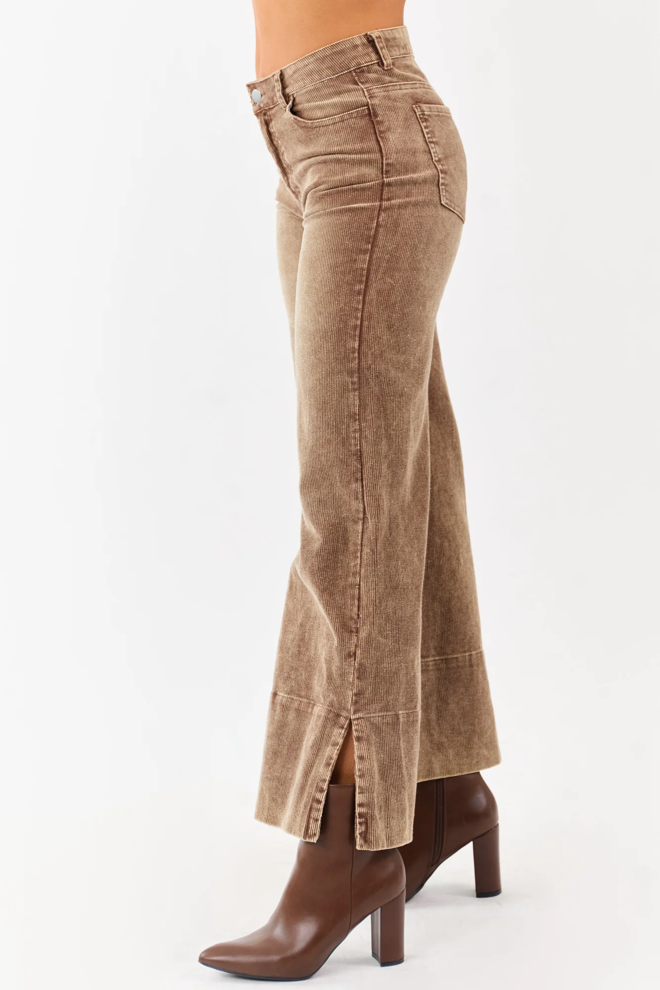 Brown Corduroy Wide Leg Pants - Retro Vintage Style