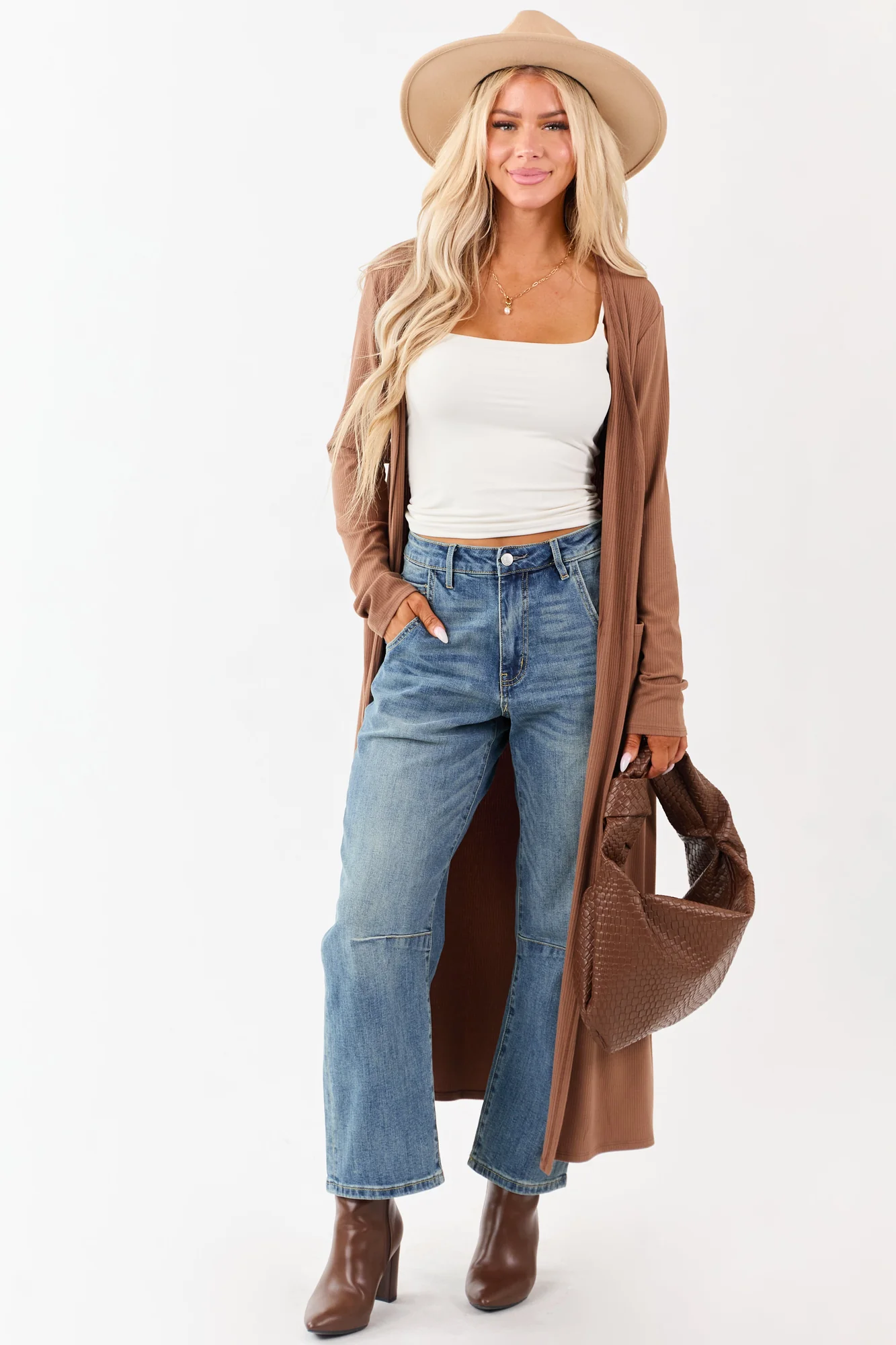 Vintage Wash High Rise Stretchy Barrel Jeans