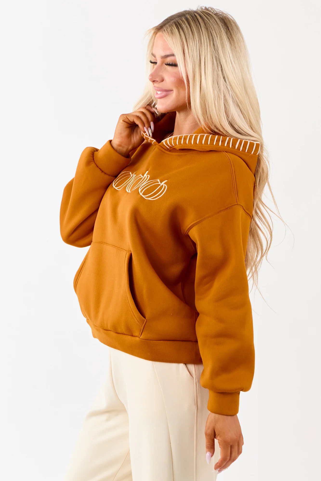 Tawny Pumpkin Graphic Hoodie for Autumn Outfits S-XL