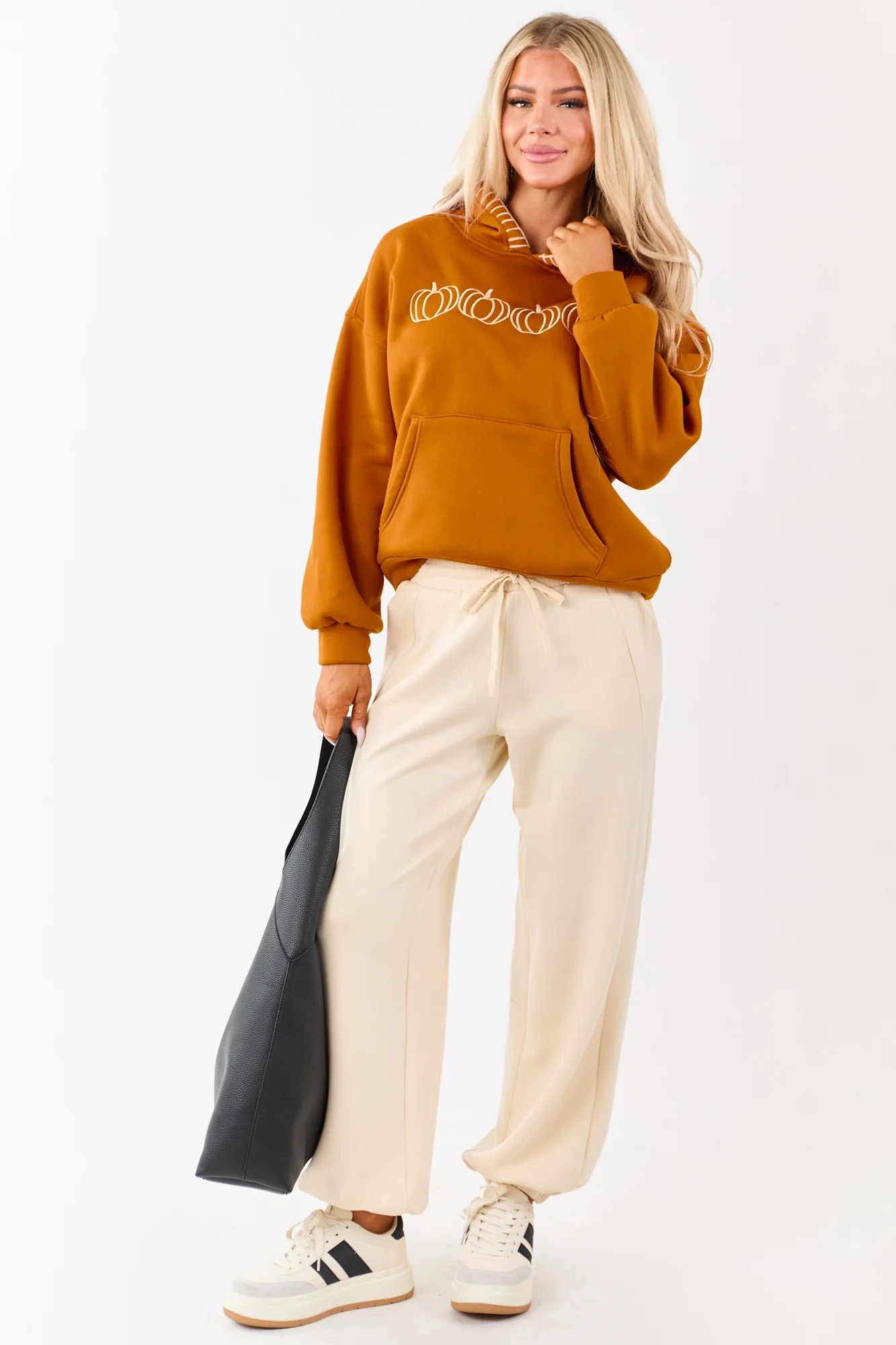 Tawny Pumpkin Graphic Hoodie for Autumn Outfits S-XL