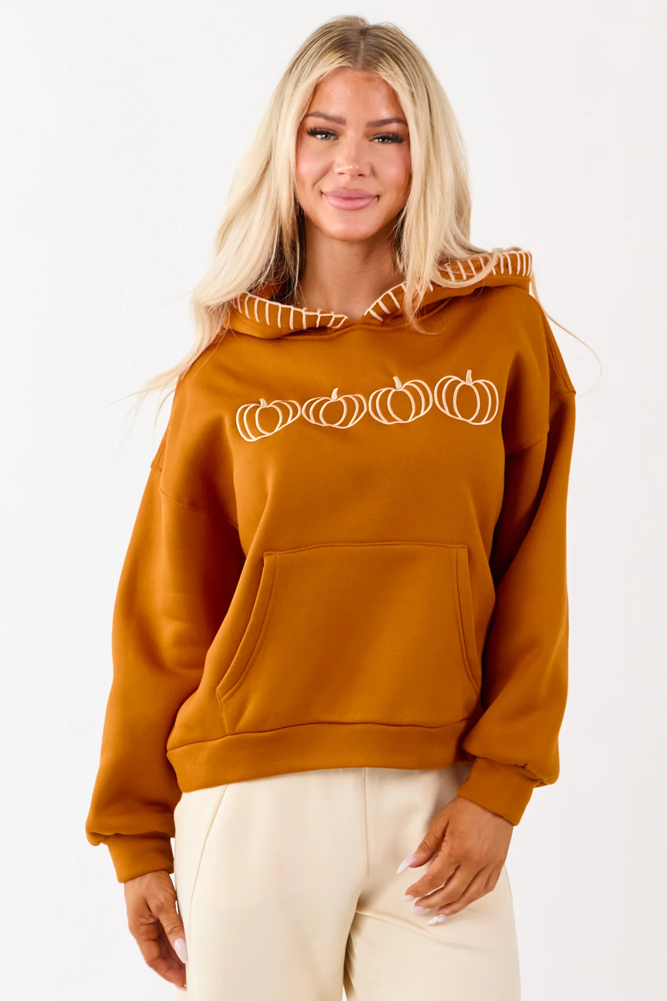 Tawny Pumpkin Graphic Hoodie for Autumn Outfits S-XL