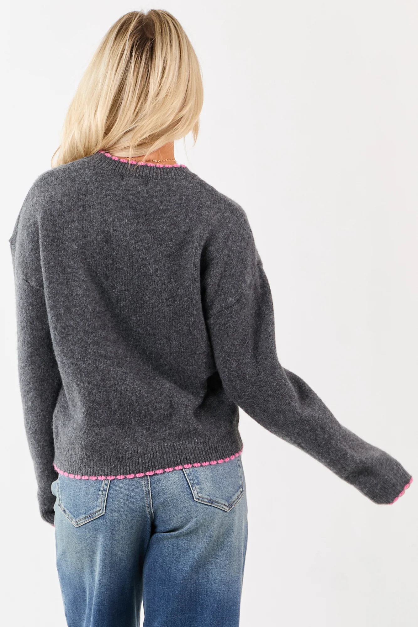 Cozy Bubblegum Trim Wool Sweater