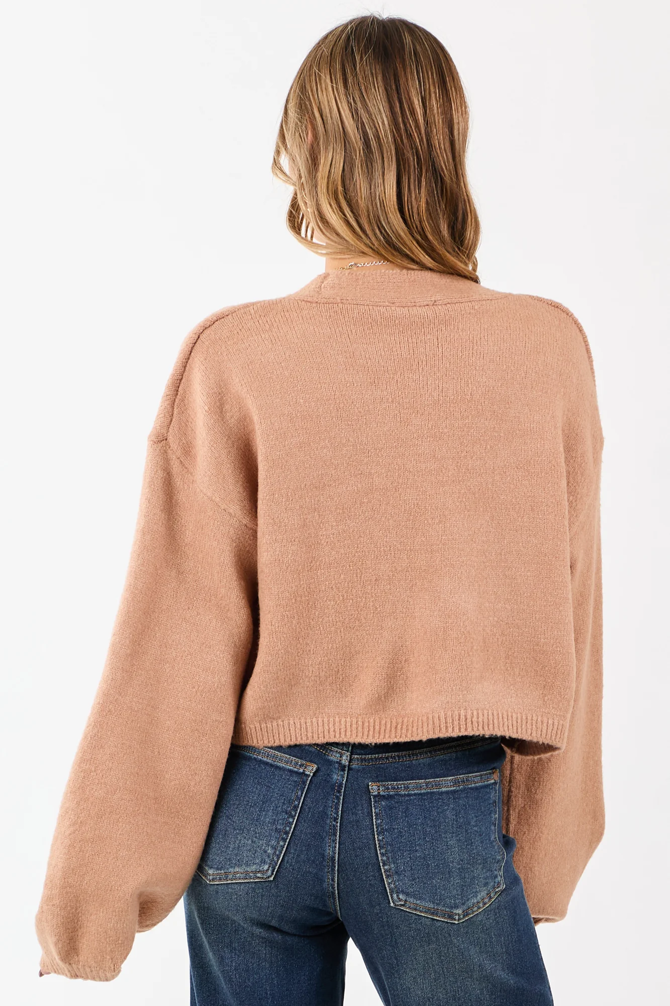 Neutral Rib Knit Cardigan Sweater