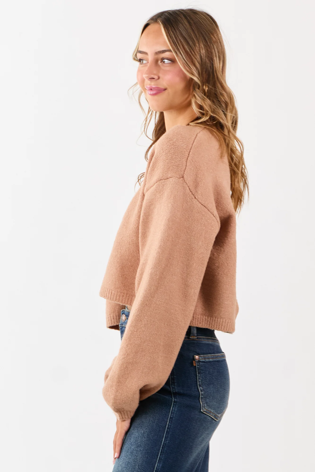Neutral Rib Knit Cardigan Sweater