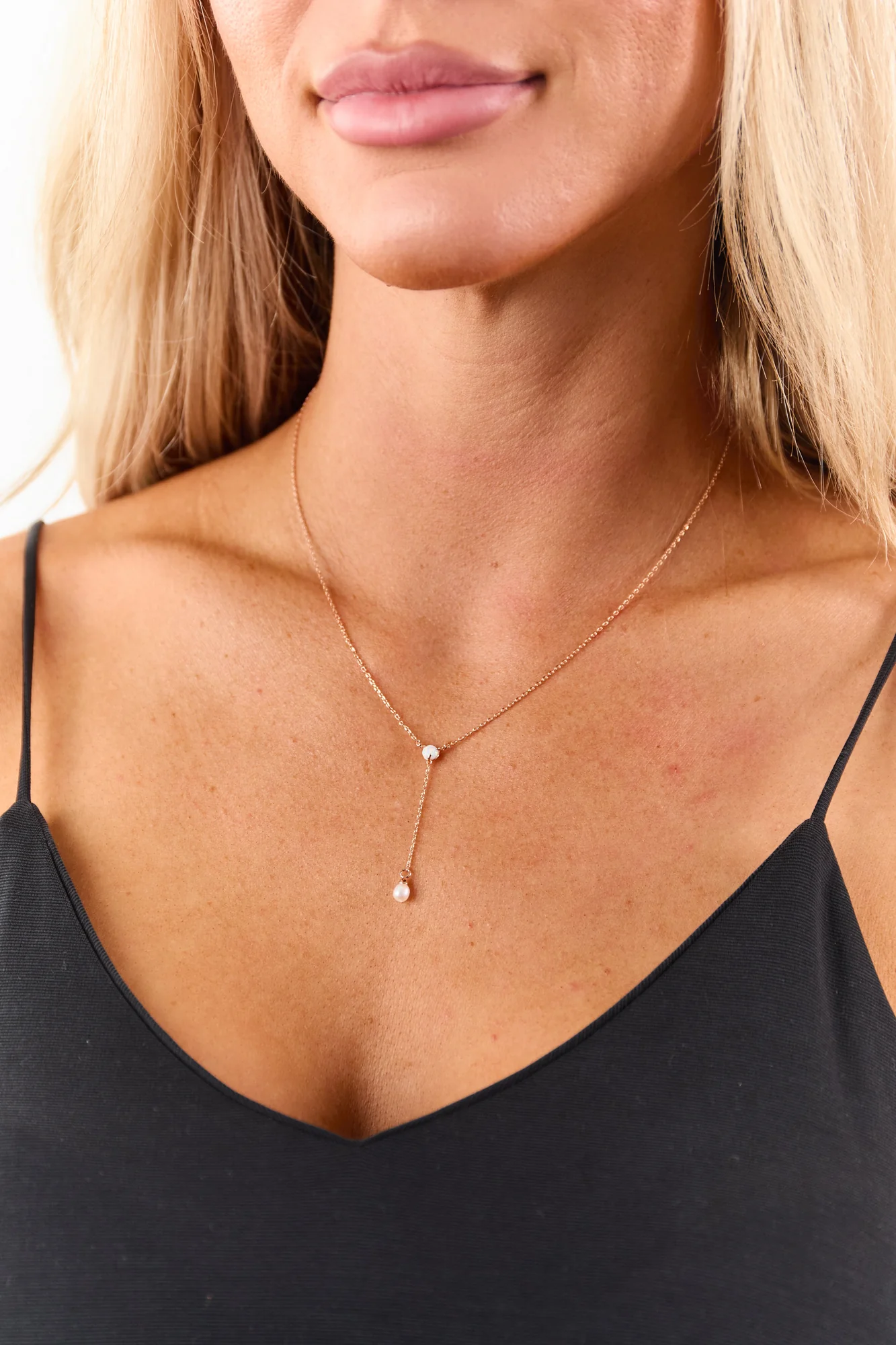 Opal Teardrop Necklace in Rose Gold Finish