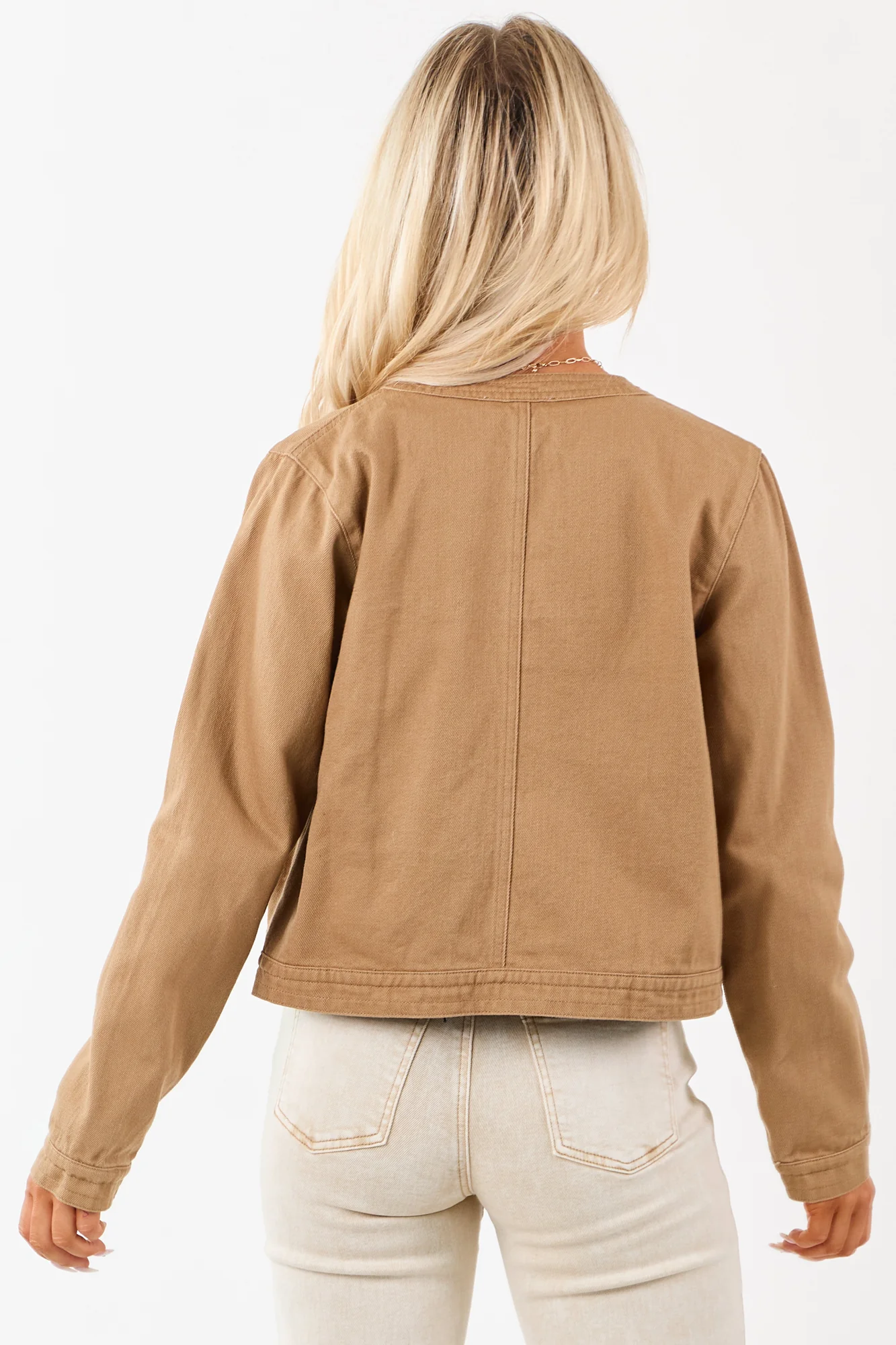 Neutral Twill Denim Structured Jacket