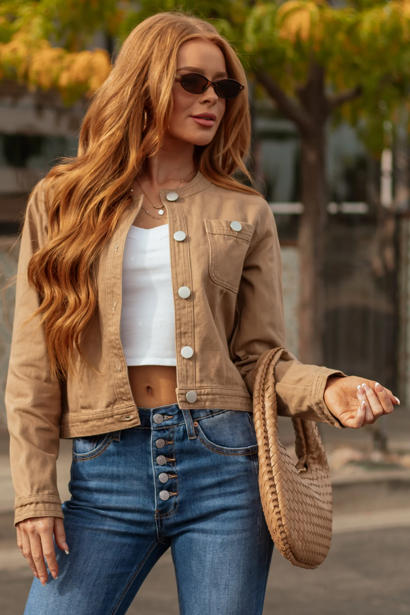 Neutral Twill Denim Structured Jacket