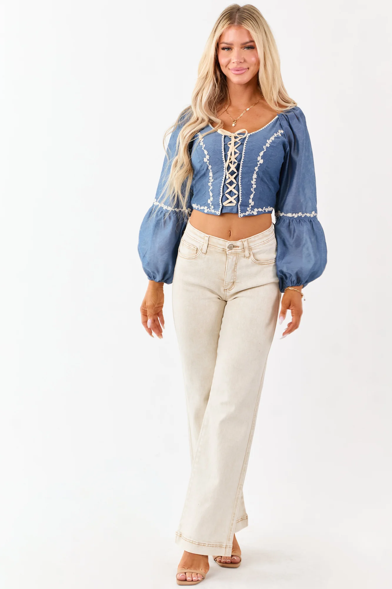 Neutral Washed Tummy Control High Rise Straight Jeans