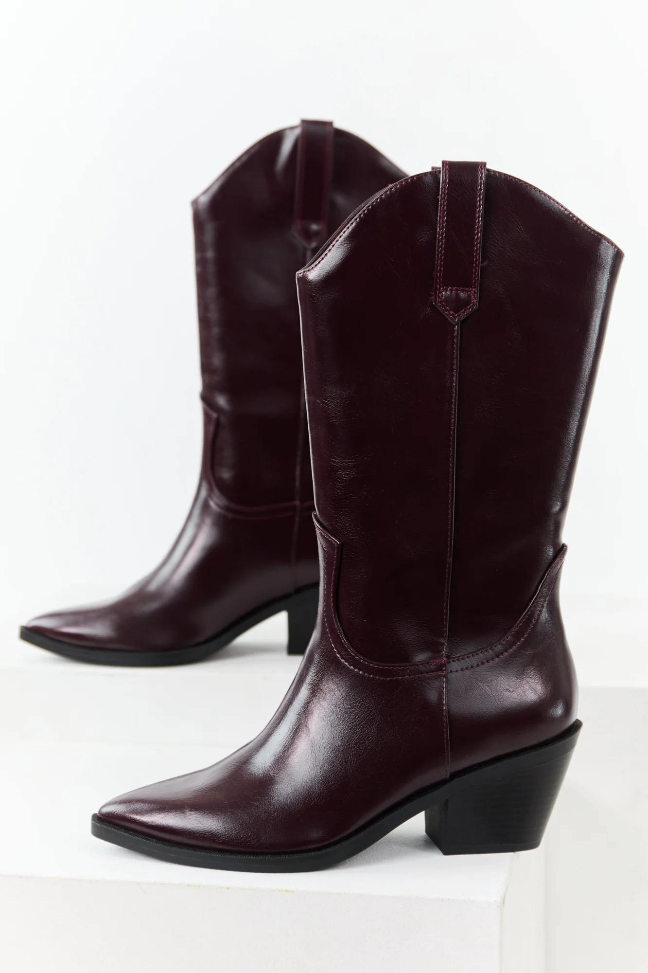 Tall Mahogany Western Style Fashion Boots
