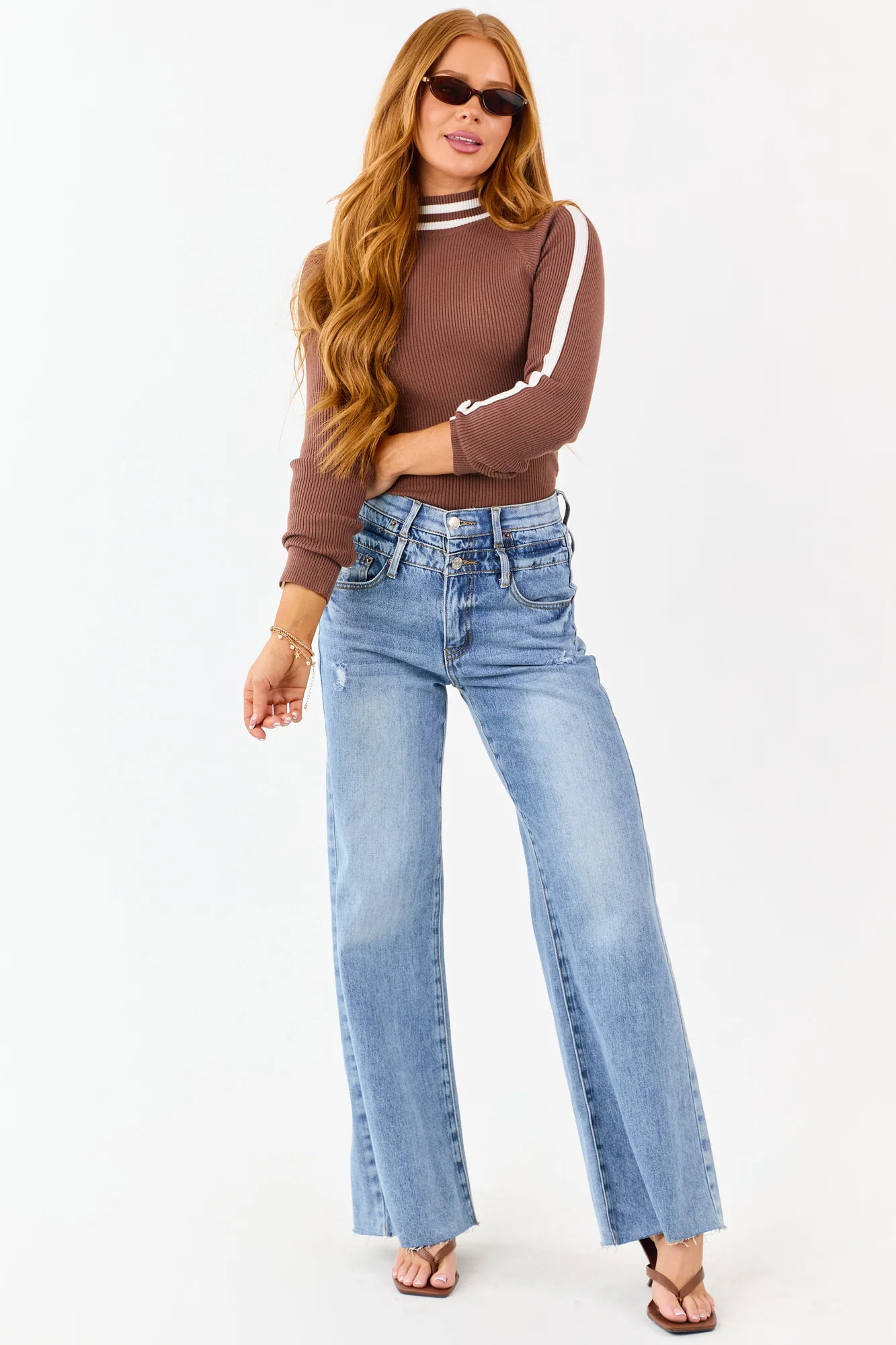 Cocoa Ribbed Knit Long Sleeve Bodysuit