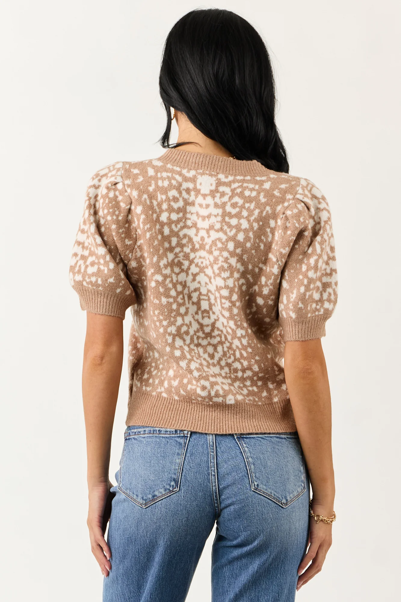 Chic Off White Abstract Print Sweater Top