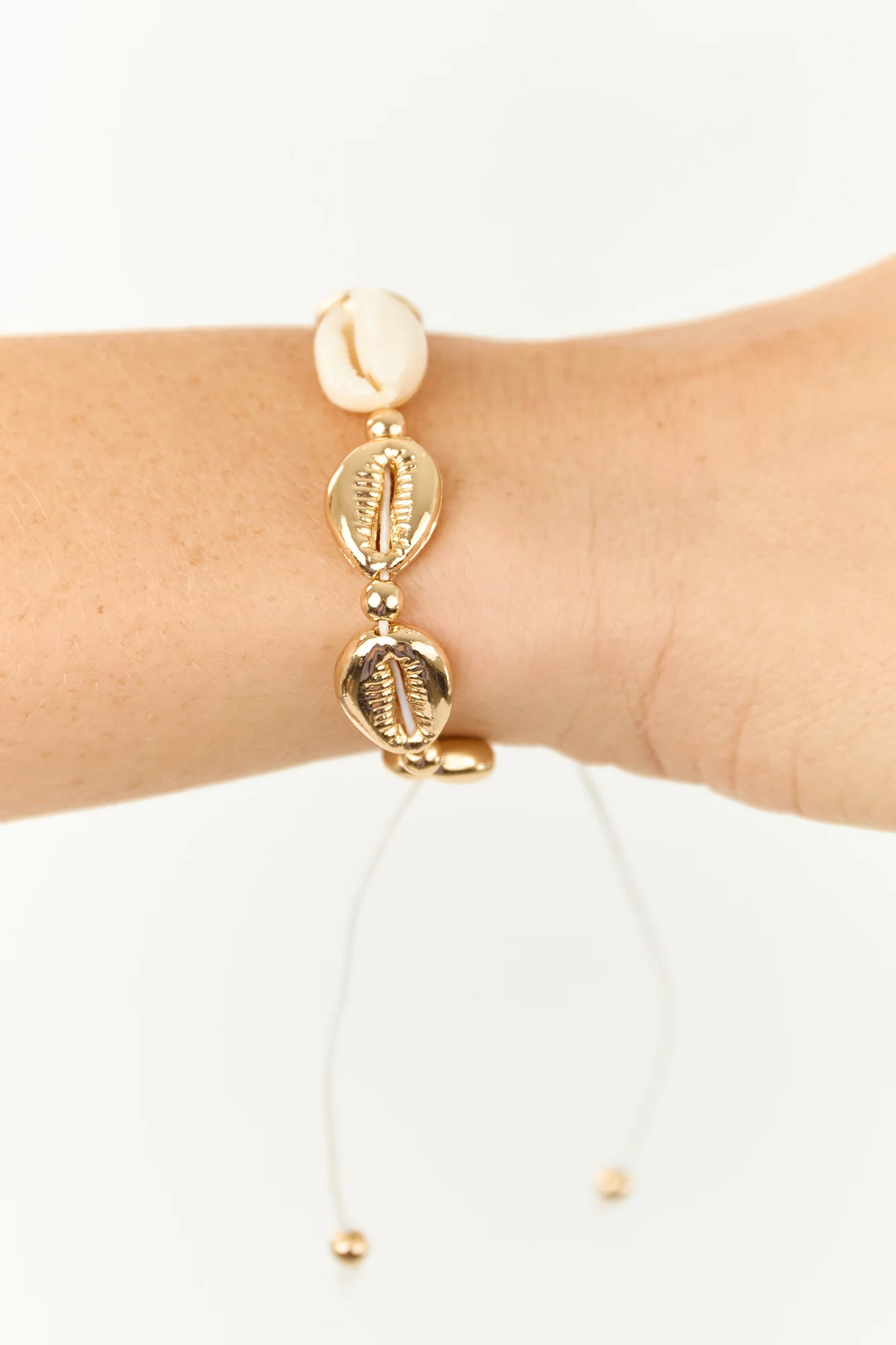 Adjustable Gold Puka Shell Bracelet - Coastal Vibes Jewelry