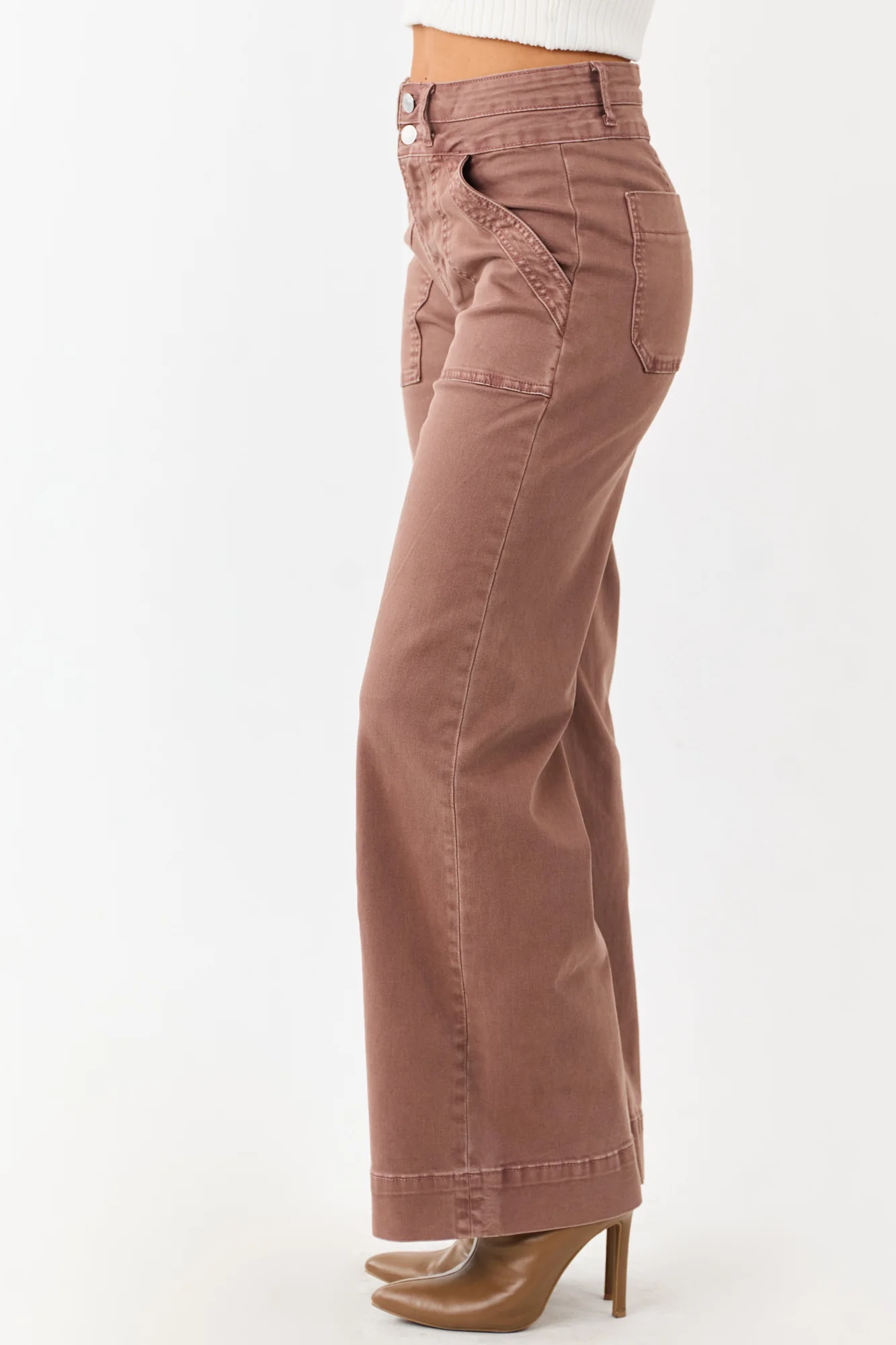 Chocolate Wide Leg Stretchy Jeans 98% Cotton Blend